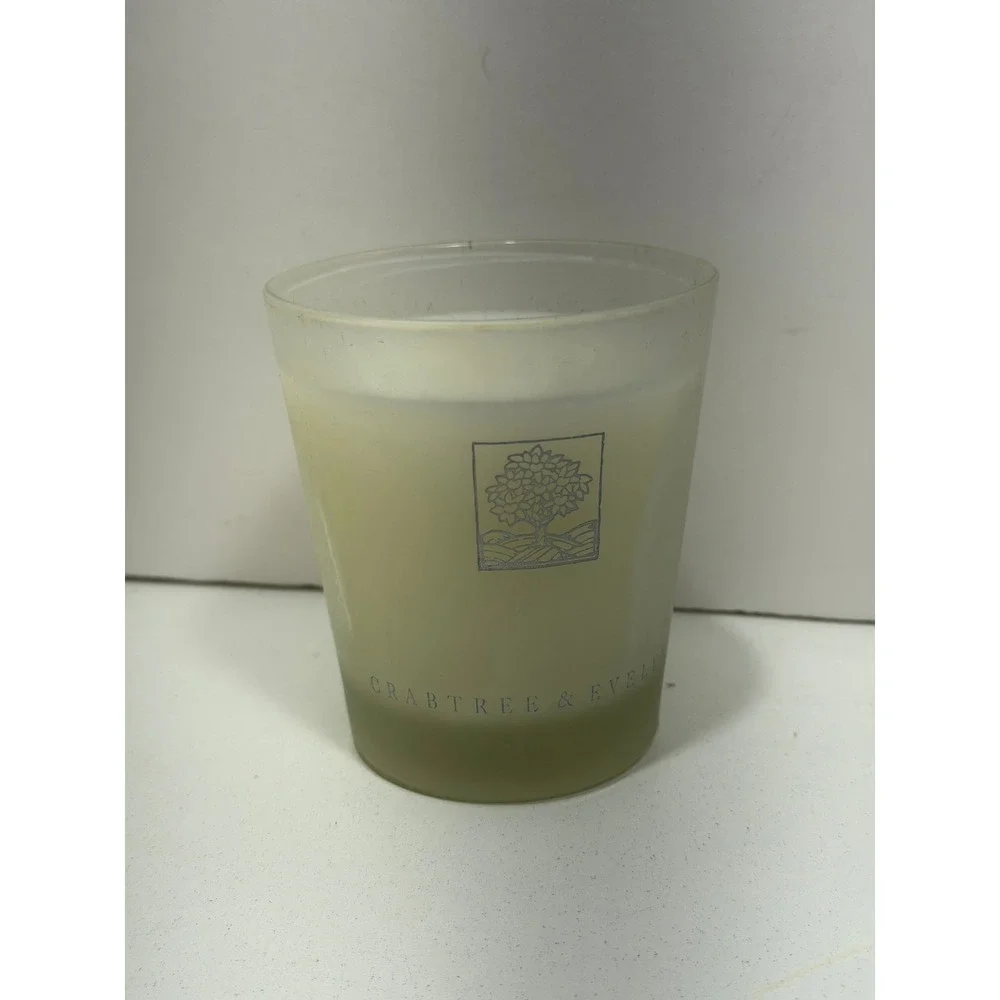 Crabtree & Evelyn‎ Scented Candle in Frosted Glass Jar with Silver Tree Logo